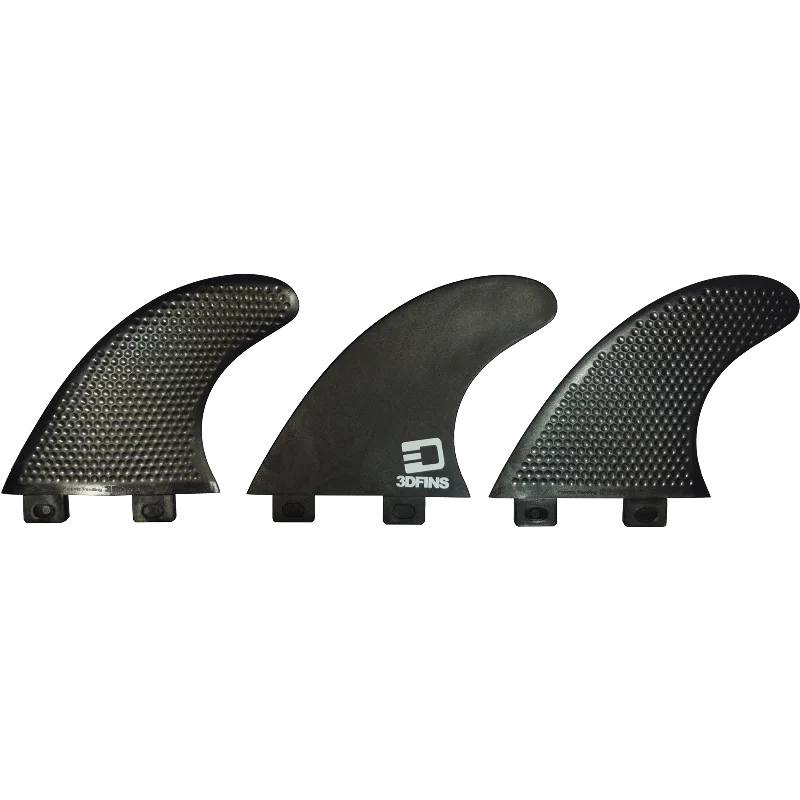 quad-fin setups for improved speed-3D xcs Lite Twin-Tab xs Kerr Black Surfboard FIN  -  SET OF 3PCS