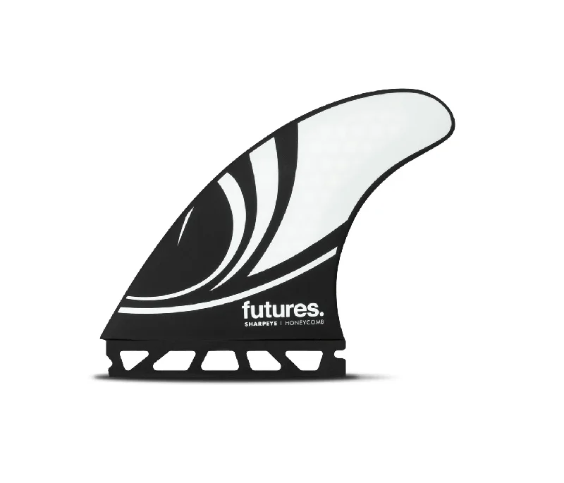 fins for longboard surfing-Futures Sharp Eye Honeycomb Tri Fin Set-Black/White-Large