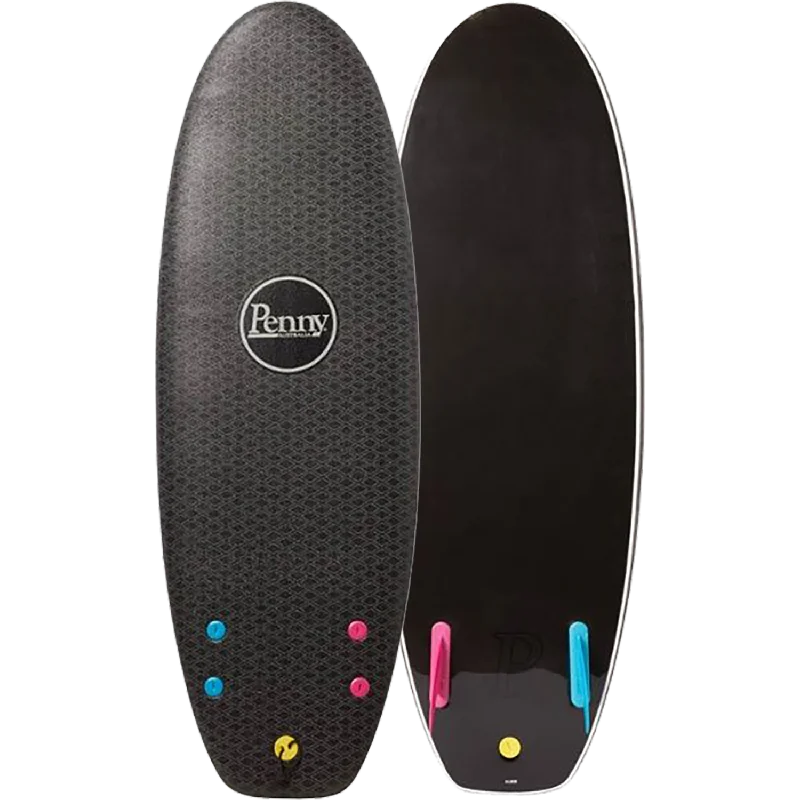 surfboard fins for enhanced stability-Penny Softboard 4'10" Twin Fin Nightsurf Black - Surfboard