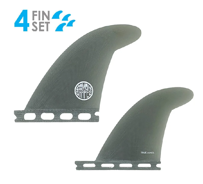 single-fin setups for minimal drag-True Ames John Simon Type II Fiberglass Quad Fin Set-Smoke