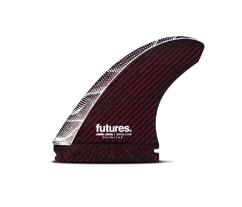 best surf fins for balanced control-Futures JJF Scimitar Vapor Core Tri Fin Set-Red/Carbon-Large