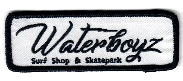 surfboards for all levels of experience-WBZ Garage Surf Shop & Skatepark Patch 4" x 1.5"