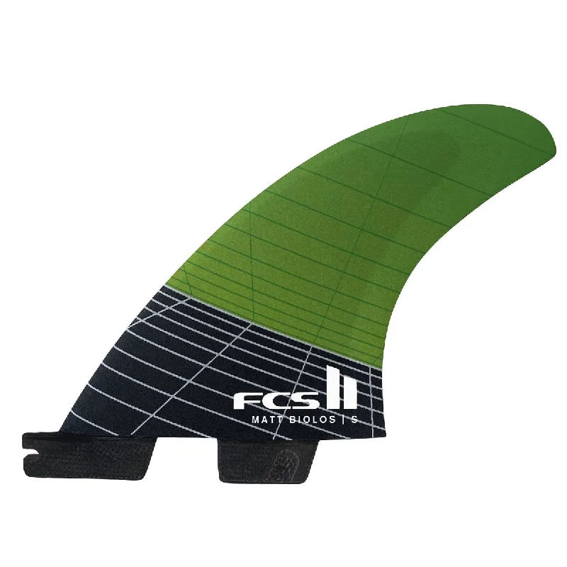 surf fins for tighter turns-FCS II Matt Biolos PC Carbon Tri Fin Set-Green-Small