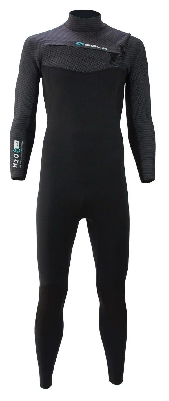 Sola Mens H2O Chest Zip 4/3mm Fullsuit Wetsuit Black/Melange