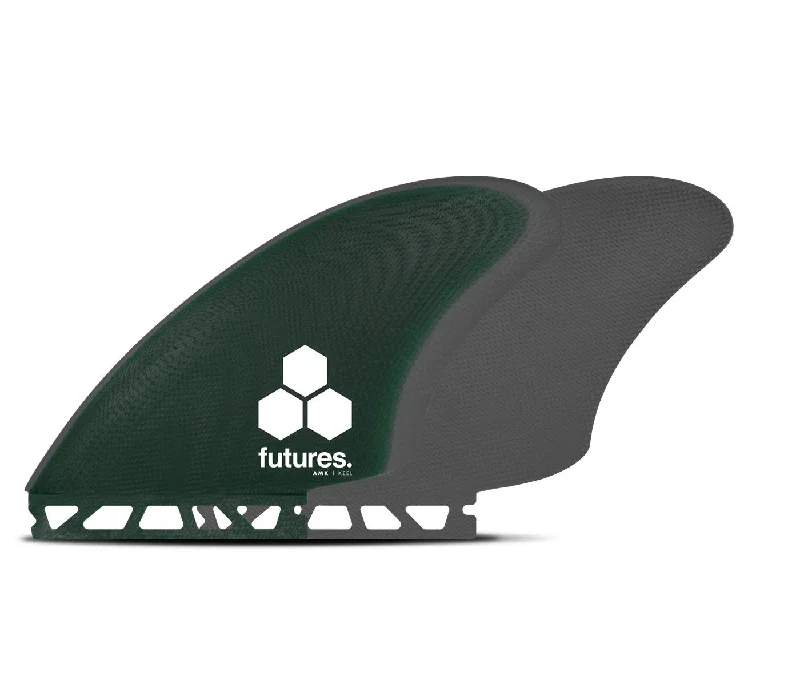 surf fins for sharp turns-Futures Al Merrick Keel Fiberglass Twin Fin Set-Green/Gray