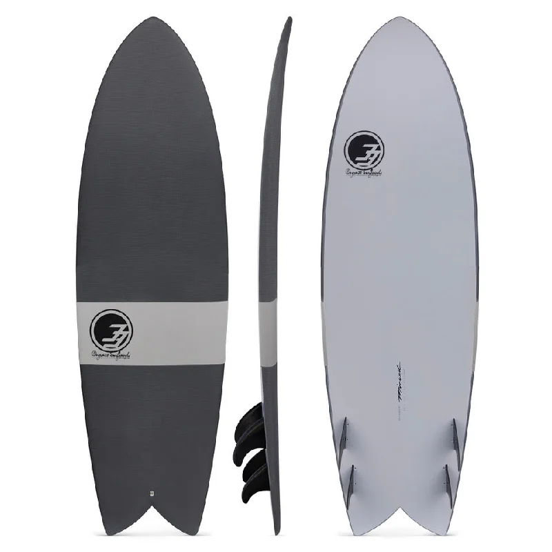 surfboards for freestyle tricks-6' Retro Fish Surfboard Gray Chevron (Hybrid Epoxy Softtop)