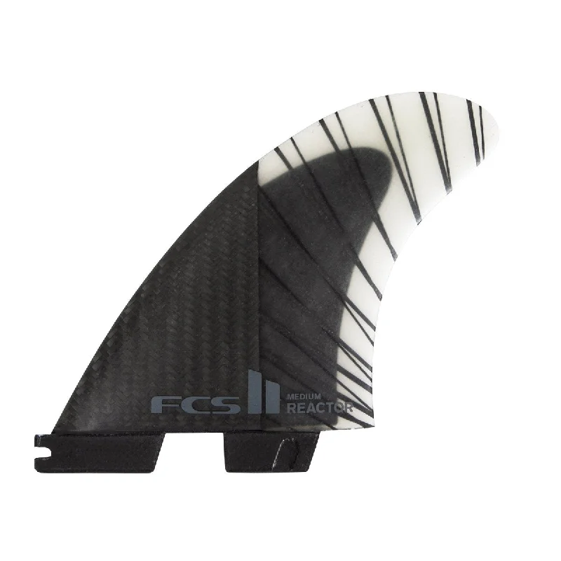 comfortable surfboard fins for foot straps-FCS Reactor PC Carbon Tri Fin Set-Black/Charcoal-Large