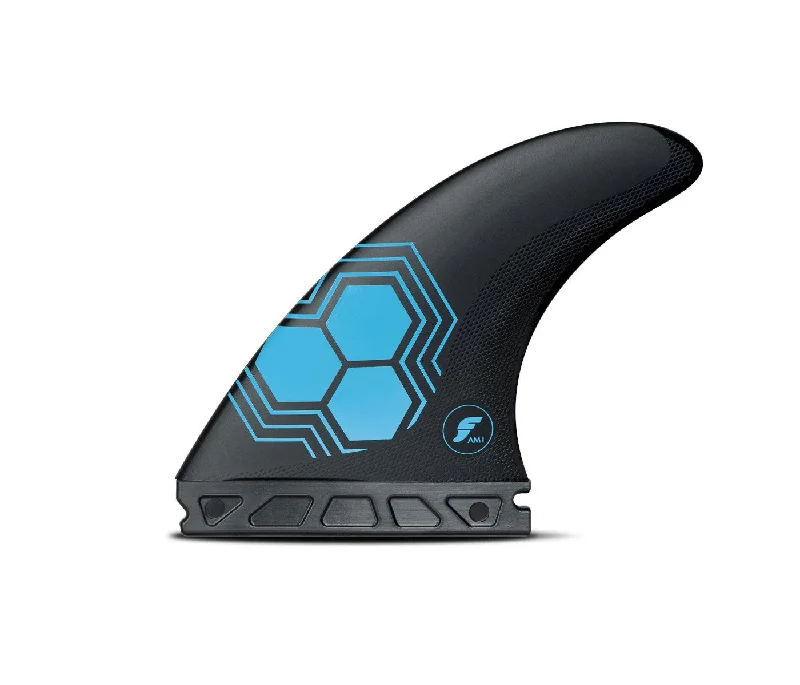 fins for longboard surfing-Futures Fins FAM1 Alpha Thruster Fin Set Carbon-Blue M