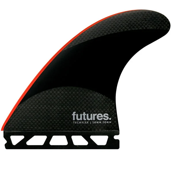 durable surfboard fins for heavy use-Futures John John 2 Techflex Tri Fin Set-Neon Red-Large