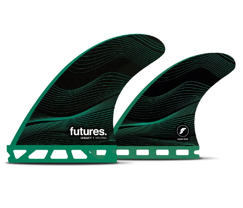 fin setups for advanced surfers-Futures Fins F6 Honeycomb Quad Fin Set Green M