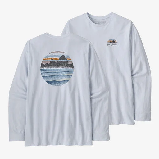 eco-friendly surf gear for sustainable surfing-Patagonia Men's Long-Sleeved Skyline Stencil Responsibili-Tee®