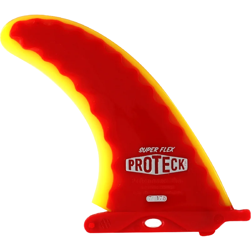 surf fins for tighter turns-Proteck Super Flex Lb Center 7.0 Red/Yellow Surfboard FIN  -  1 SINGLE FIN