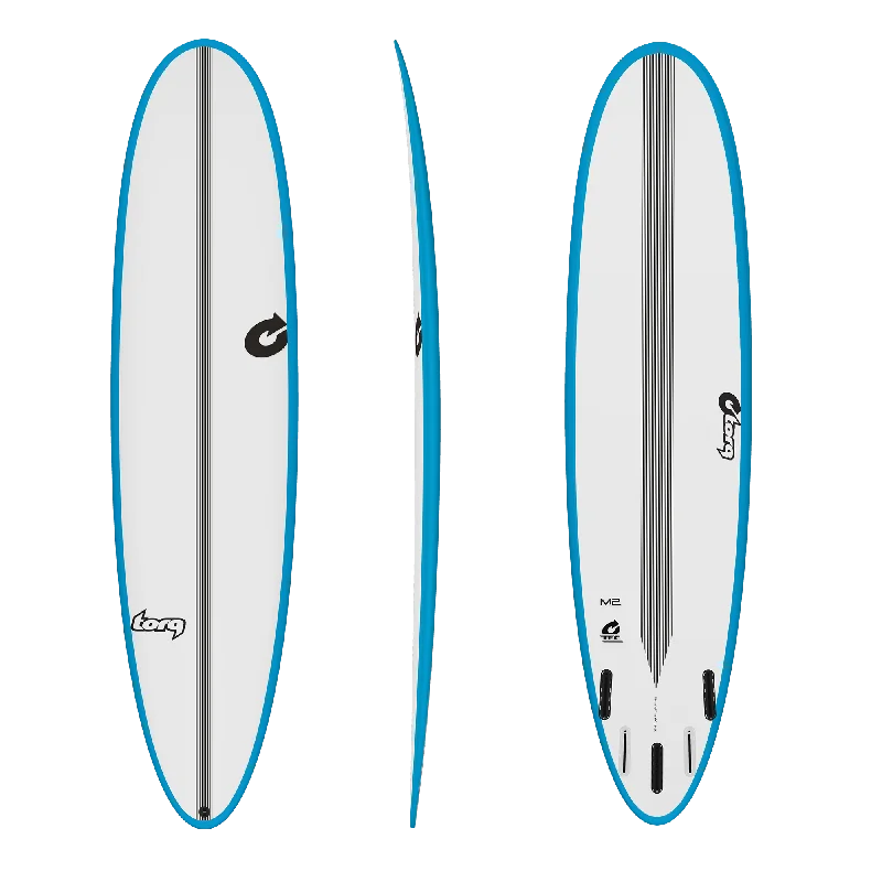 surfer-style boards for classic rides-7’6 TORQ TEC M2 21 1/2” x 2 3/4” 50L WHITE/BLUE FUTURES