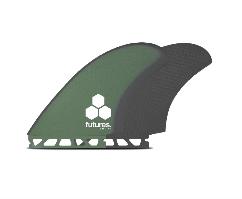 high-performance quad fins for faster rides-Futures Fins BMT Fiberglass Twin Fin Set Green-Gray