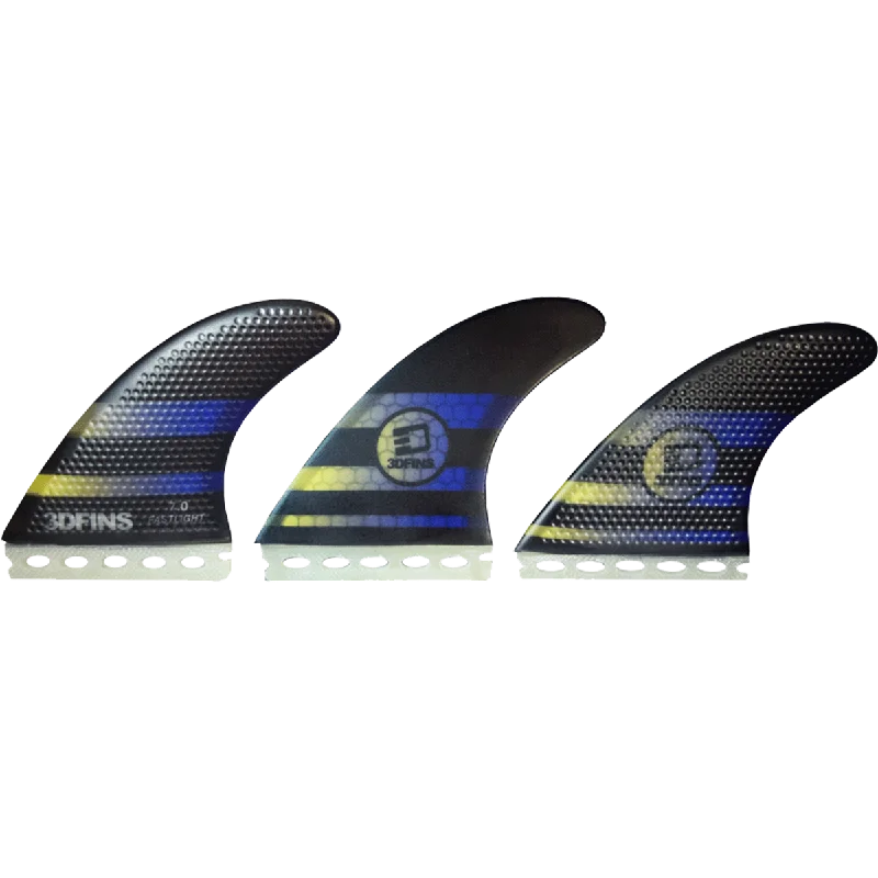 best surfboard fins for quick response-3D Fastlight Thruster 7.0 Lg Full-Base Black/Blue Surfboard FIN  -  SET OF 3PCS