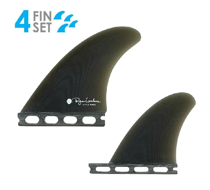 surfboard fins for precise carving-True Ames Lovelace Futures Fiberglass Quad Fin Set-Smoke