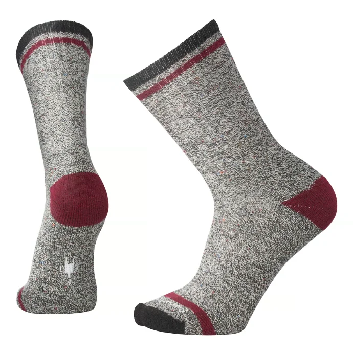 durable surf pants for outdoor use-Everyday Larimer Crew Socks - Charcoal Heather/Tibetan Red Heather