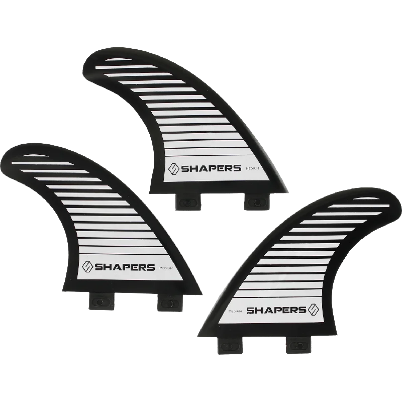 lightweight surfboard fins for speed-Shapers Australia S-5 Fcs Black 3fin Set Surfboard FIN  -  SET OF 3PCS