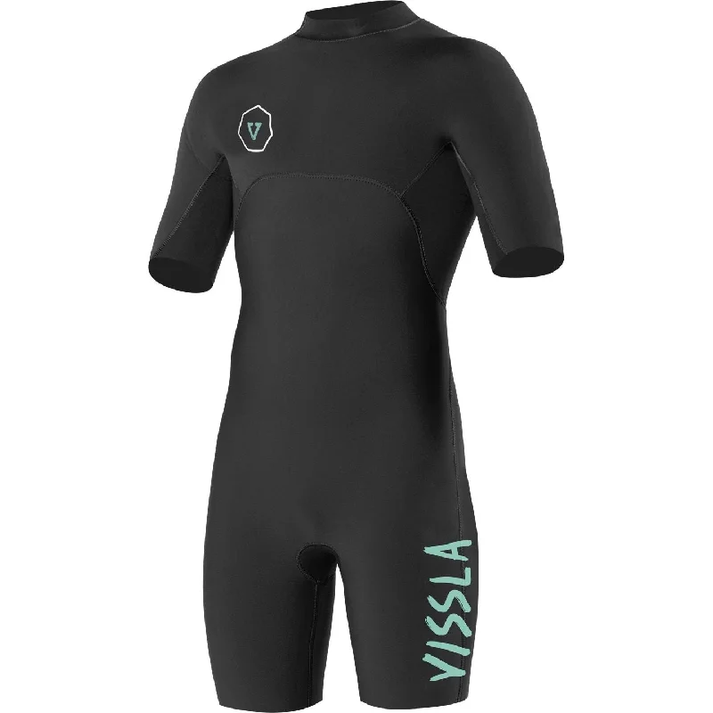 2/2 Youth Vissla Short Sleeve Spring Wetsuit Back Zip - Black