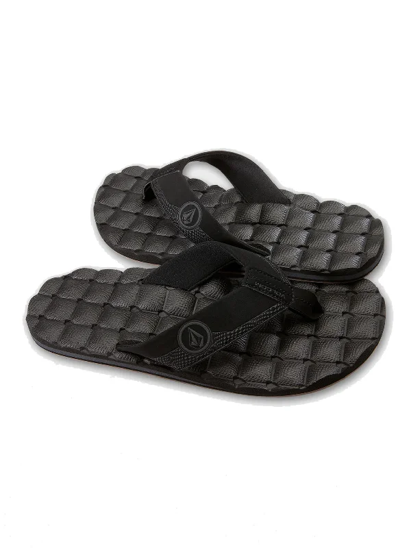 soft-top surfboards for safety-Volcom Recliner Black Destructo Sandal