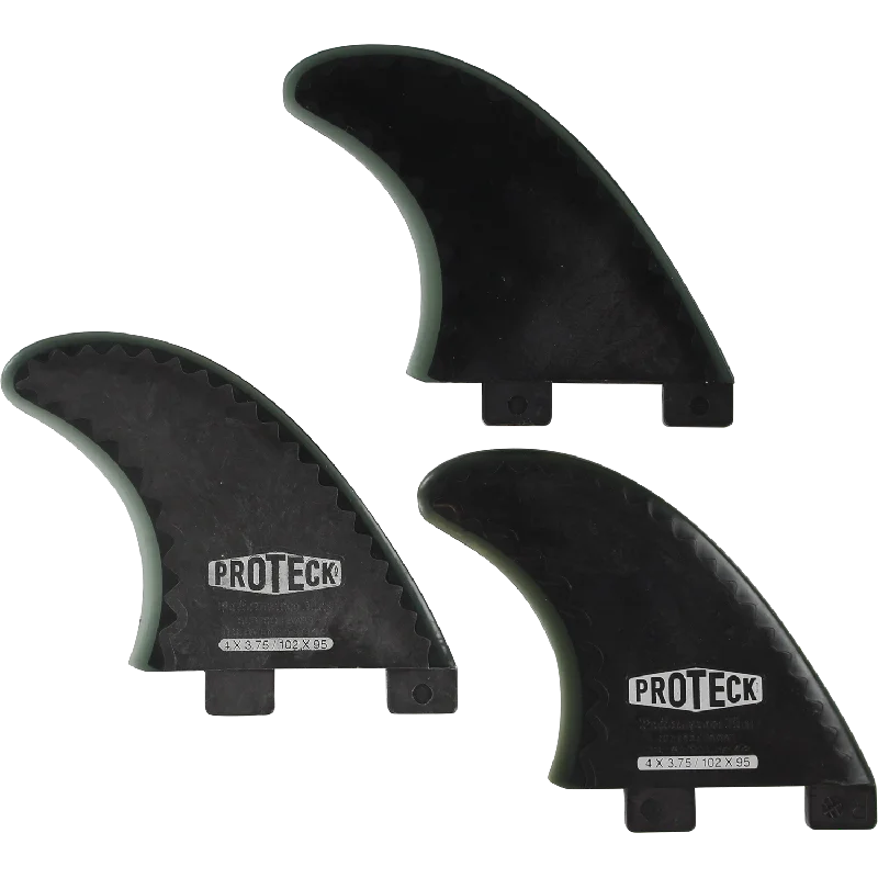 high-performance surf fins-Proteck Perform Fcs Grom Thruster Set 4.0 Black Surfboard FIN  -  SET OF 3PCS