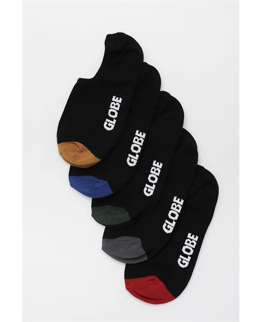 breathable surfwear for hot weather-Globe Dip Invisible Socks 5 Pack US 7-11