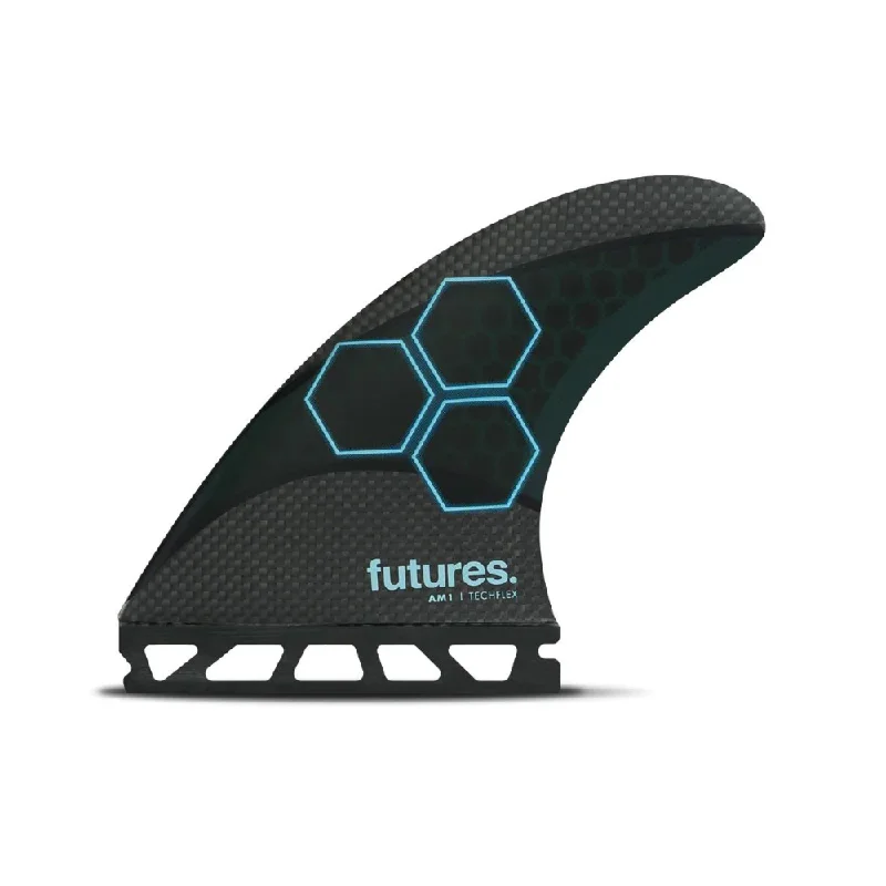 best surf fins for big waves-Future Fins FAM1 Techflex Thruster Fin Set Black-Blue M