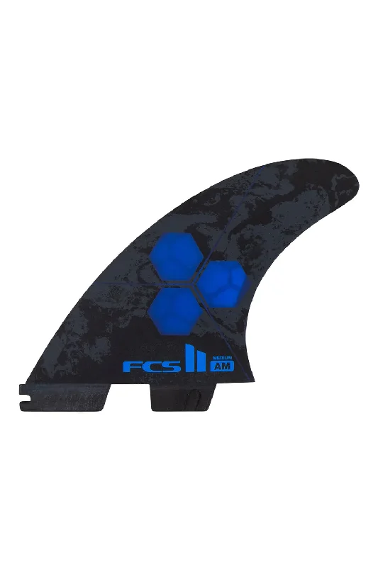 strong surfboard fins for rocky conditions-FCS II AM PC MED COBALT TRI FINS