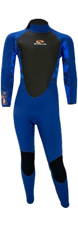 Sola Kids Storm Back Zip 3/2mm Fullsuit Wetsuit Blue Camo