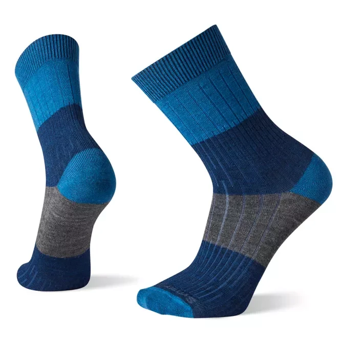 surfing shirts with UV protection-Everyday Rib Color Block Crew Socks - Alpine Blue