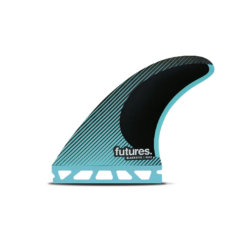 surfboard fins with extra hold-Futures Fins R6 Blackstix Thruster Fin Set Blue M