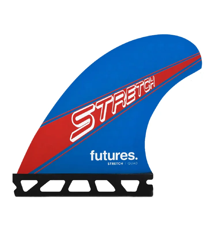 surf fins for greater wave control-Futures Fins Stretch Honeycomb Quad Fin Set Blue-Red M