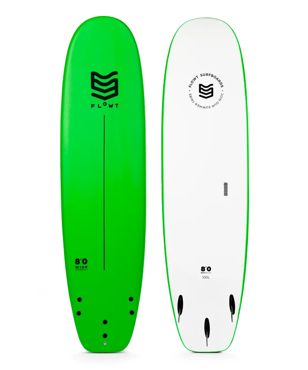 surfboards with excellent buoyancy-Flowt Standard Wide Soft Top 8'0"-Green