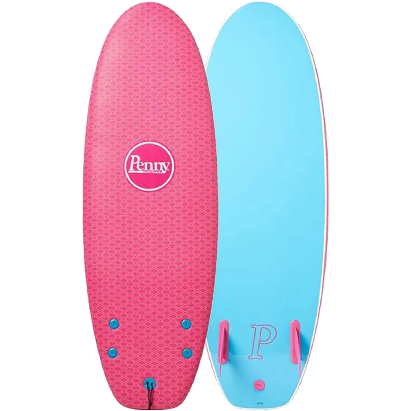 best surfboard fins for high-speed surfing-Penny Softboard 4'10" Twin Fin Neon Sunset Pink/Blue - Surfboard