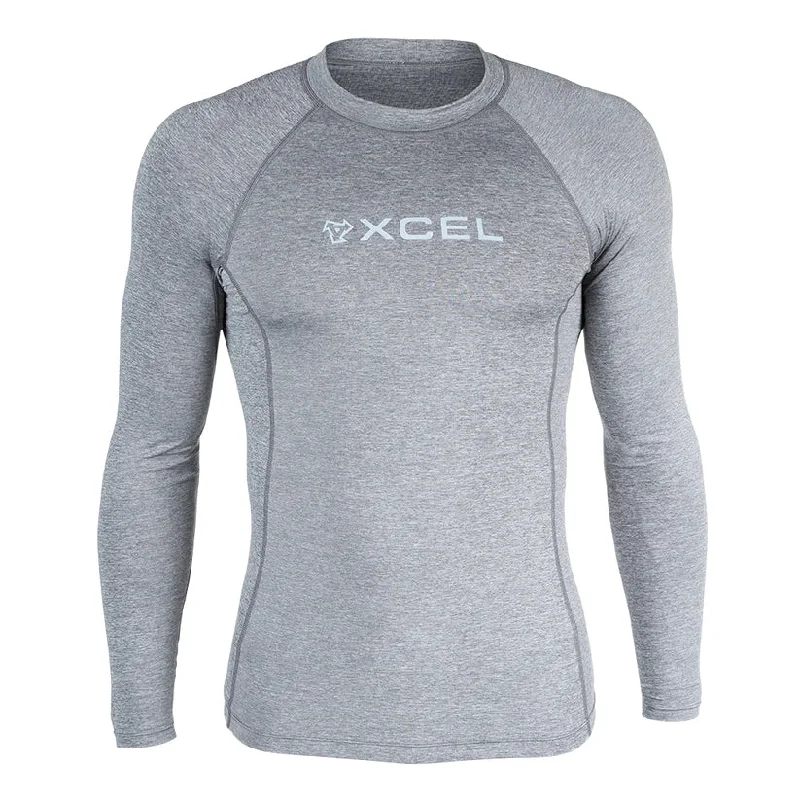 shortboards for faster waves-Xcel Performance Fit UV L/S Heather Grey