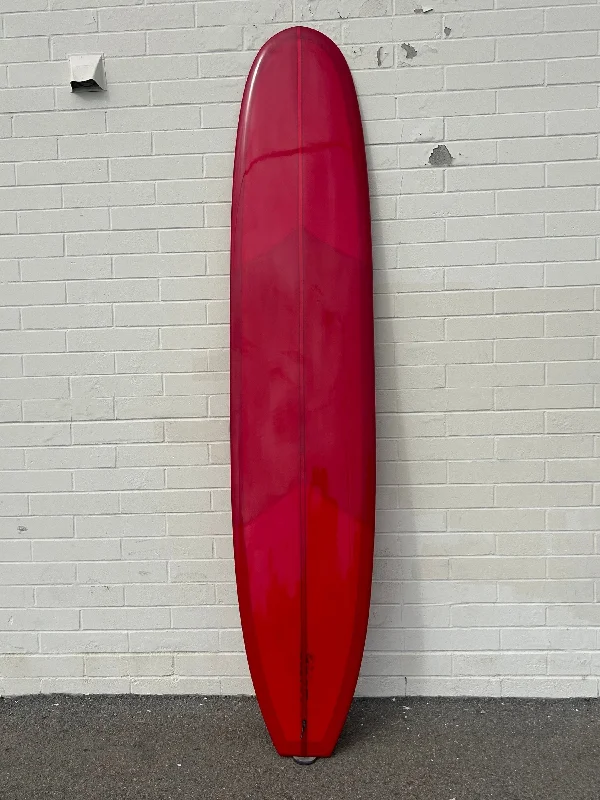 surfboards with excellent buoyancy-Woodin Surfboards | 9’6”  Free Ride Red Rose Longboard