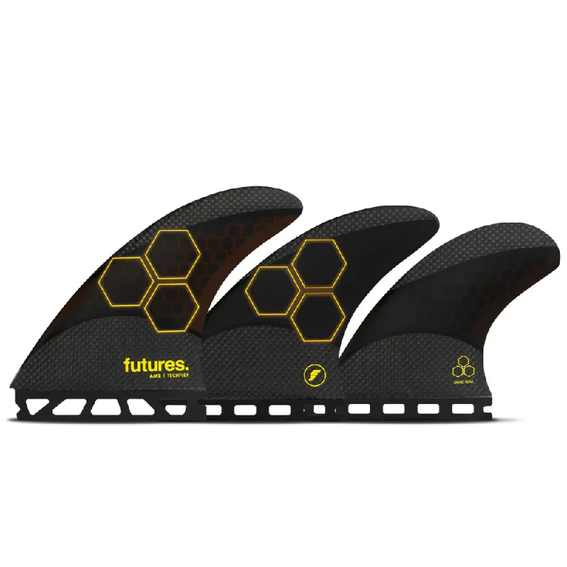 surf fins for pro-level surfing-Future Fins AM2 Techflex 5-Fin Set Black-Orange L