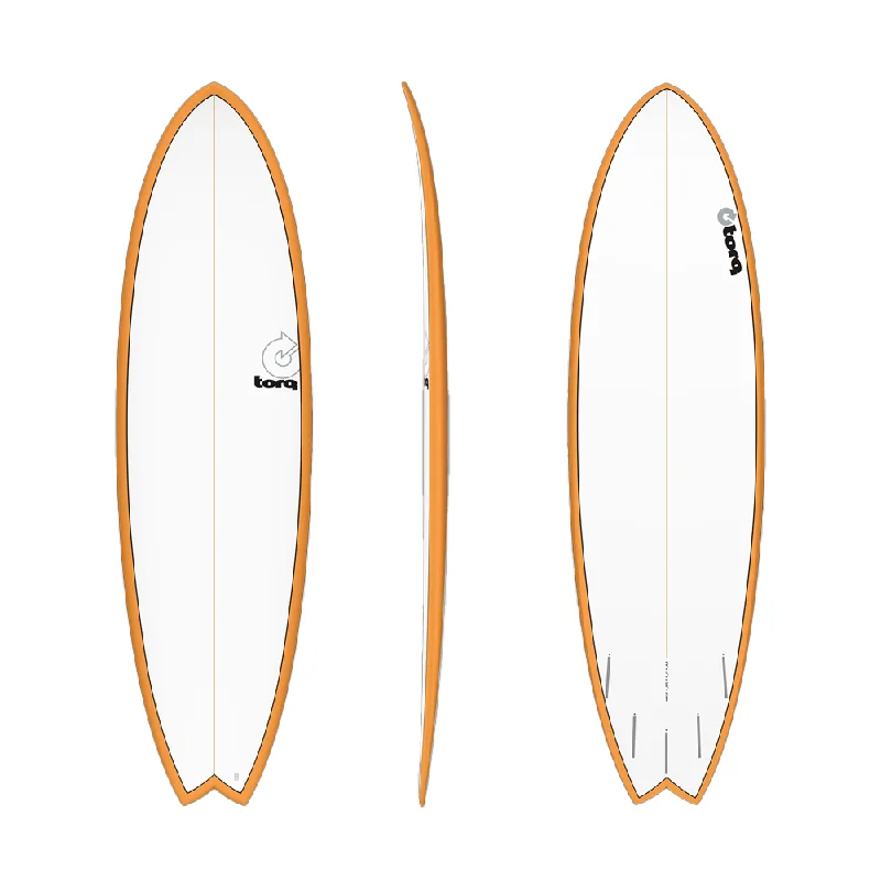 longboards for smooth paddling-TORQ MOD FISH 6'6" ORANGE/PINLINE