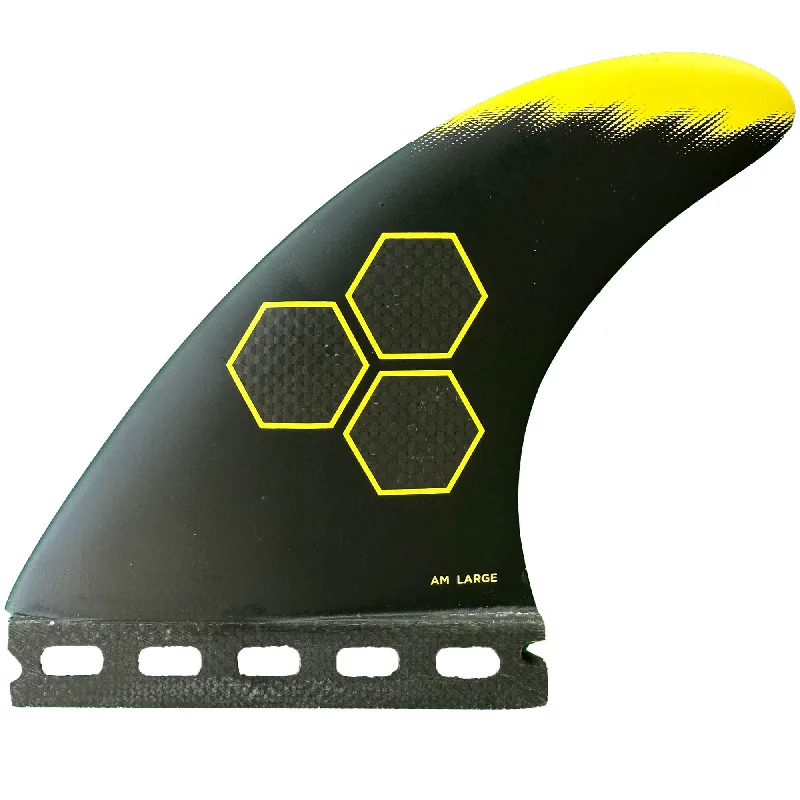 surfboard fins for high-speed maneuvers-Channel Islands Tech 2 Tri Fin Set-Yellow-Large