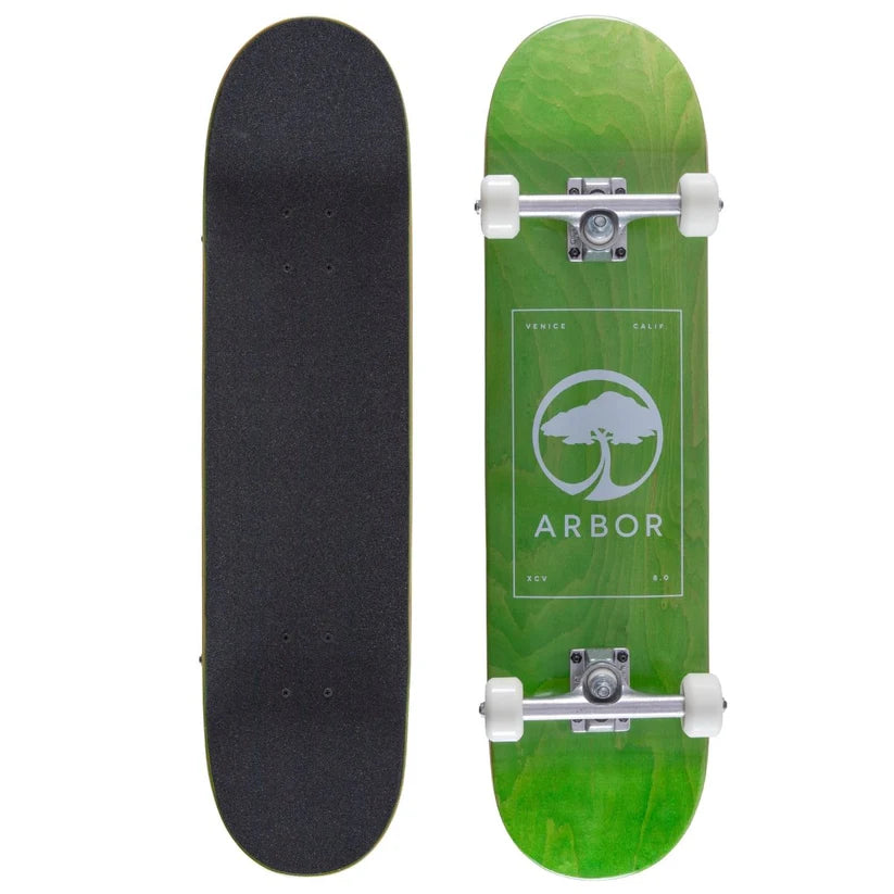 shortboards for faster waves-Arbor Street Complete 8 Logo Green