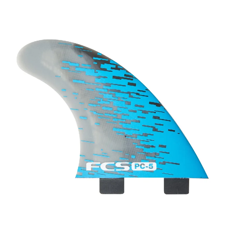 surfboard fins for maximum speed-FCS PC-5 PC Tri Fin Set-Blue Smoke-Medium