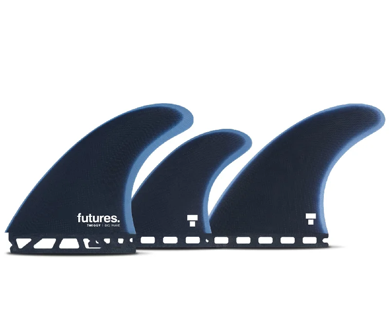 high-performance fins for professional surfboards-Futures Twiggy Big Wave Tri/Quad Fin Set-Navy/Royal-Large