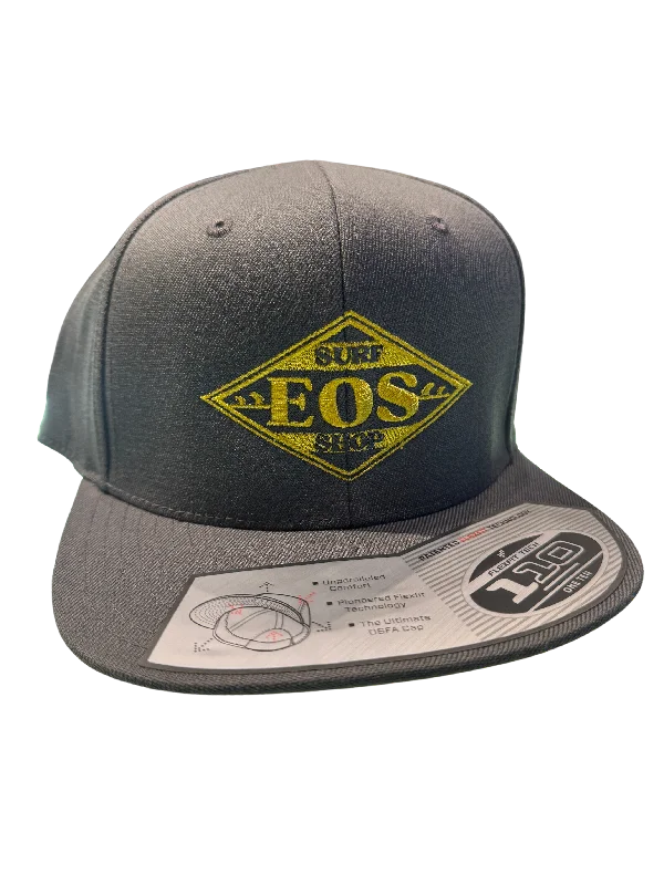 best surf clothes for traveling-EOS Snap Back Logo Cap - Grey & Gold