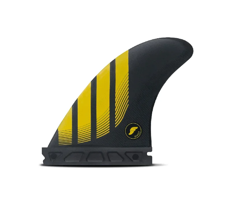 tri-fin setups for surfboards-Future Fins P4 Alpha Thruster Fin Set Carbon-Yellow S