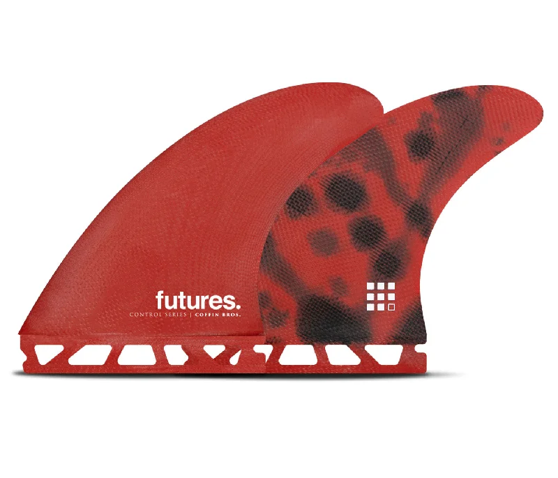 best surfboard fins for high-speed surfing-Futures Coffin Bros Control Series Tri Fin Set-Red/Black-Medium