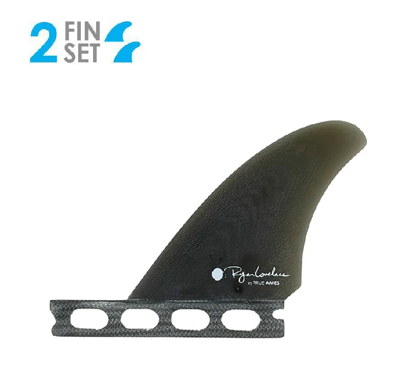 multi-fin setups for increased performance-True Ames Lovelace Side Bites Fiberglass Fin Set-Smoke