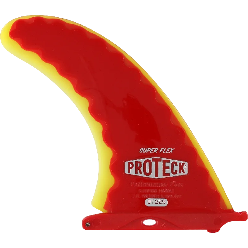 fin designs for surfboard performance-Proteck Super Flex Lb Center 9.0 Red/Yellow Surfboard FIN  -  1 SINGLE FIN