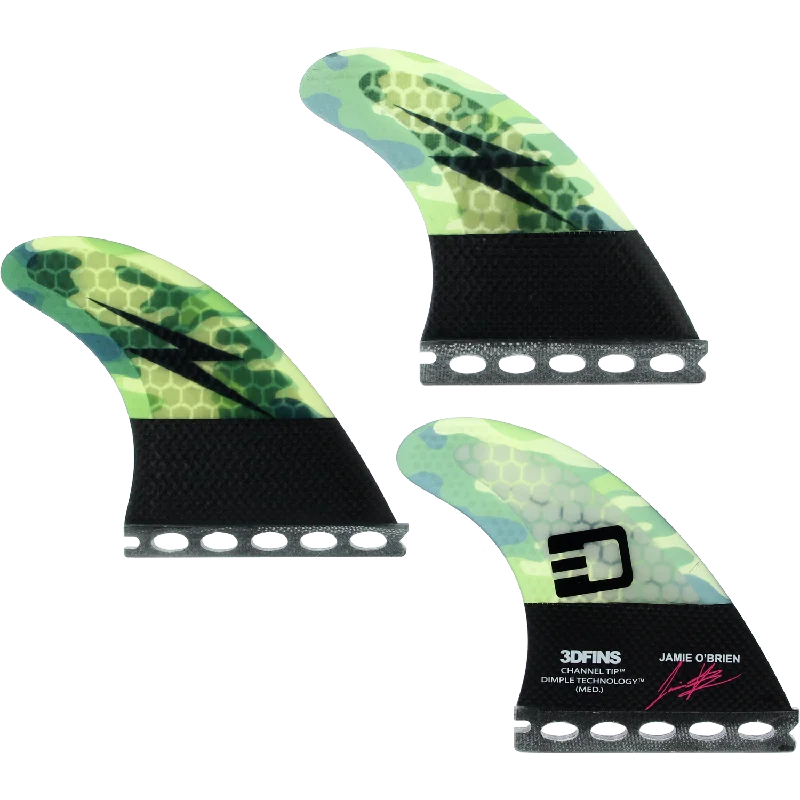 surfboard fins for added stability-3D O'Brien Channel Tip Tech Camo Med Full-Base Surfboard FIN  -  SET OF 3PCS