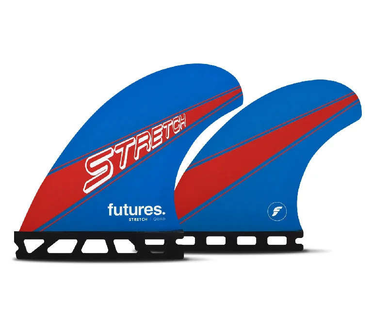 surfboard fins for competitive surfing-Futures Stretch Quad Honeycomb Quad Fin Set-Blue/Red-Medium