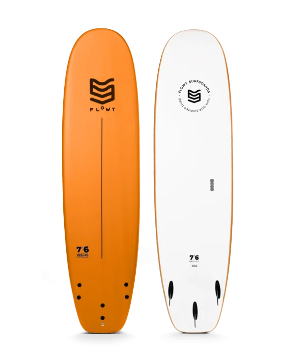 surfboards for small waves-Flowt Standard Wide Soft Top 7'6"-Orange